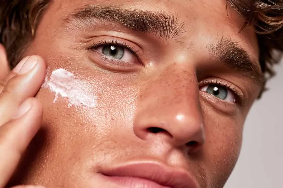 man using skin care for barrier support